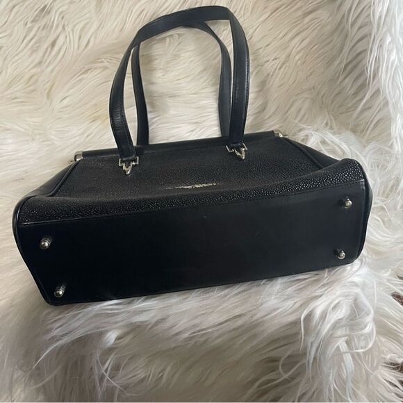 Mystique Collection Genuine Stingray Skin Black
Leather Handbag Vintage Purse - Picture 10 of 12